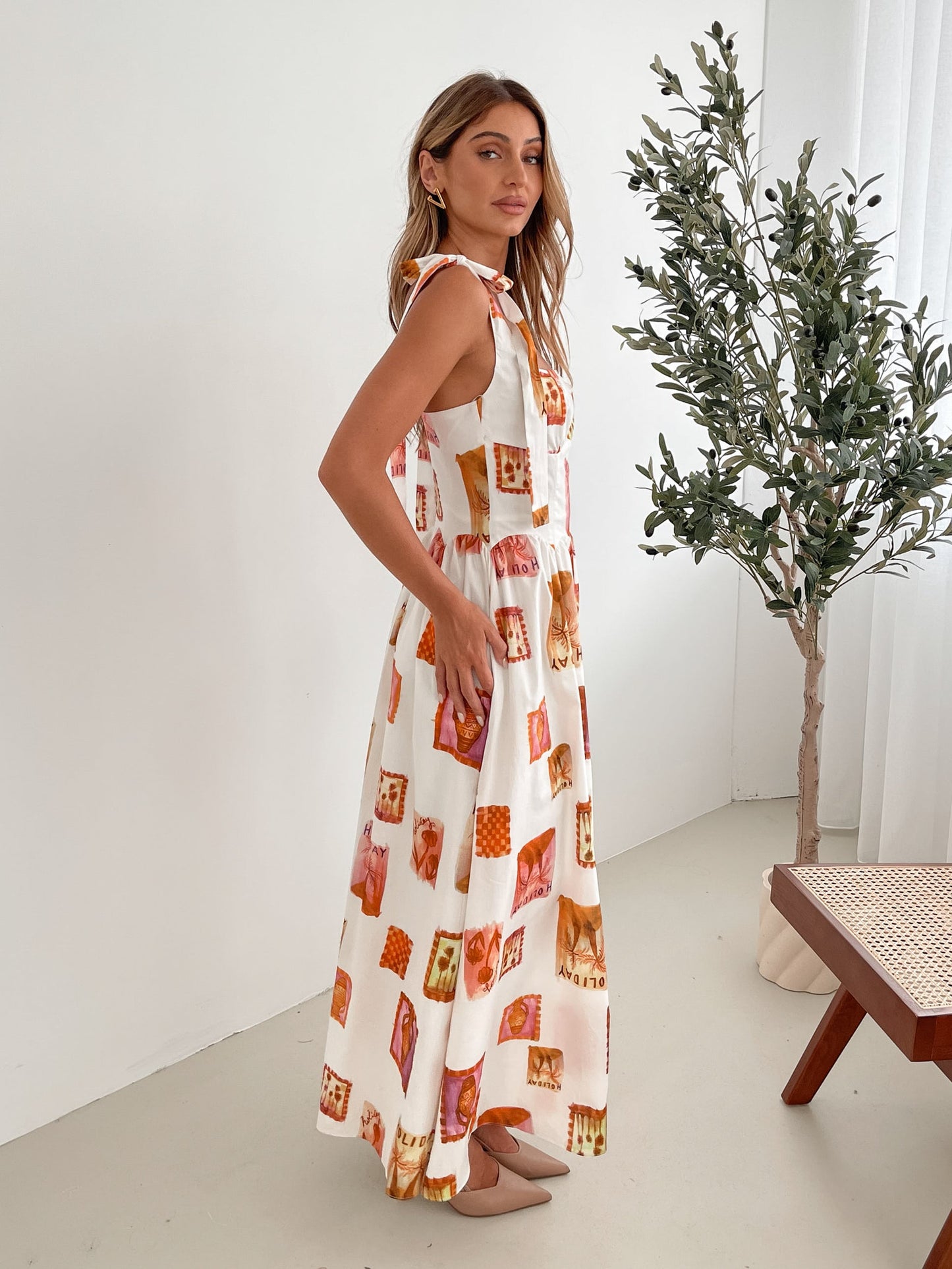 Miriah White Print Dress | Women's Printed Maxi Dress