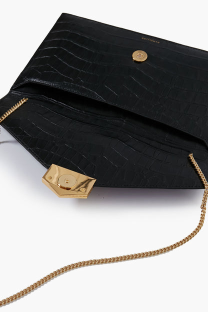 Black Croc London Clutch
