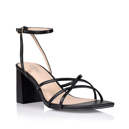 Nakita Black Heels | Women's Block Heel Sandals