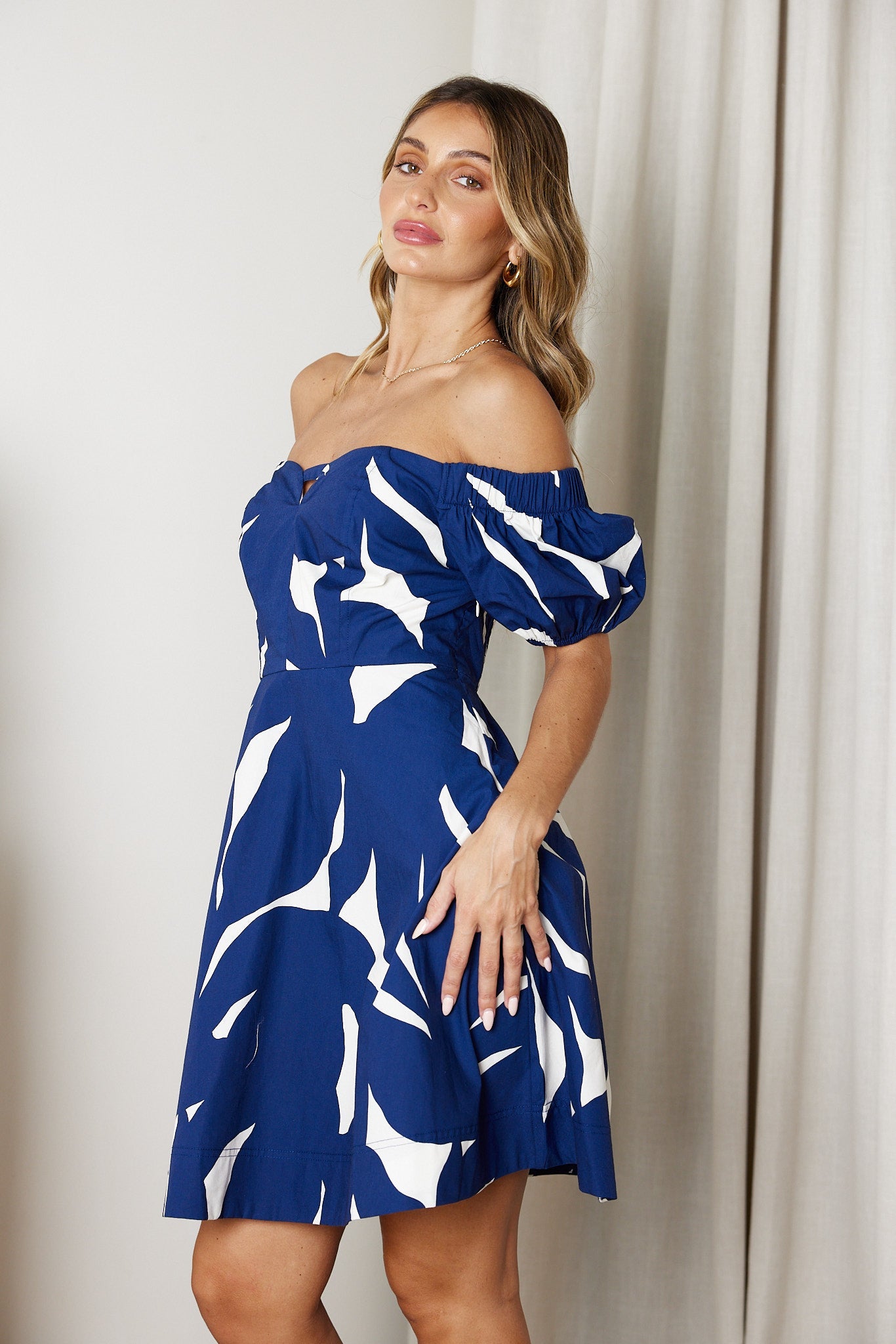 Nalissa Dress - Leafy Navy | Women's Printed Midi Dress