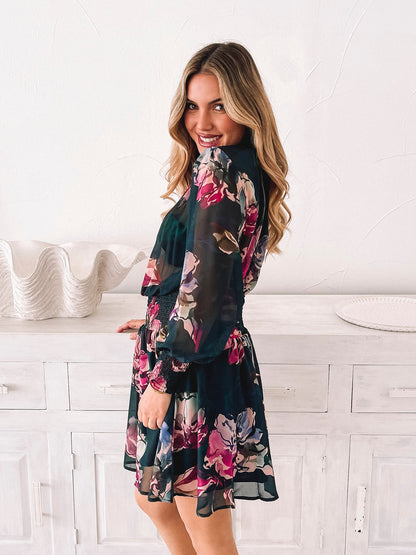 Neary Emerald Floral Dress | Women's Floral Mini Dress