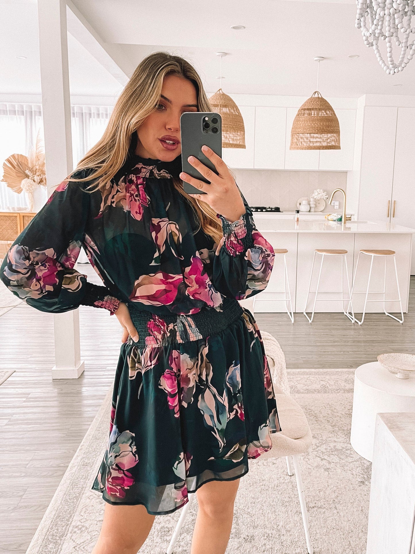 Neary Emerald Floral Dress | Women's Floral Mini Dress