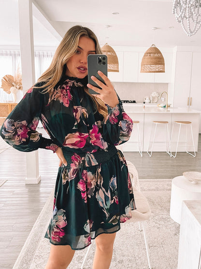 Neary Emerald Floral Dress | Women's Floral Mini Dress