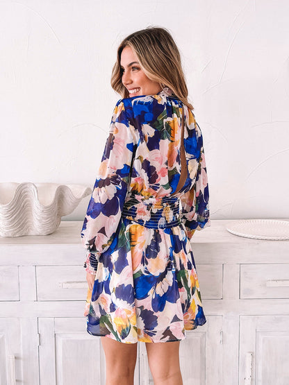 Neary Painted Cobalt Dress | Women's Printed Mini Dress