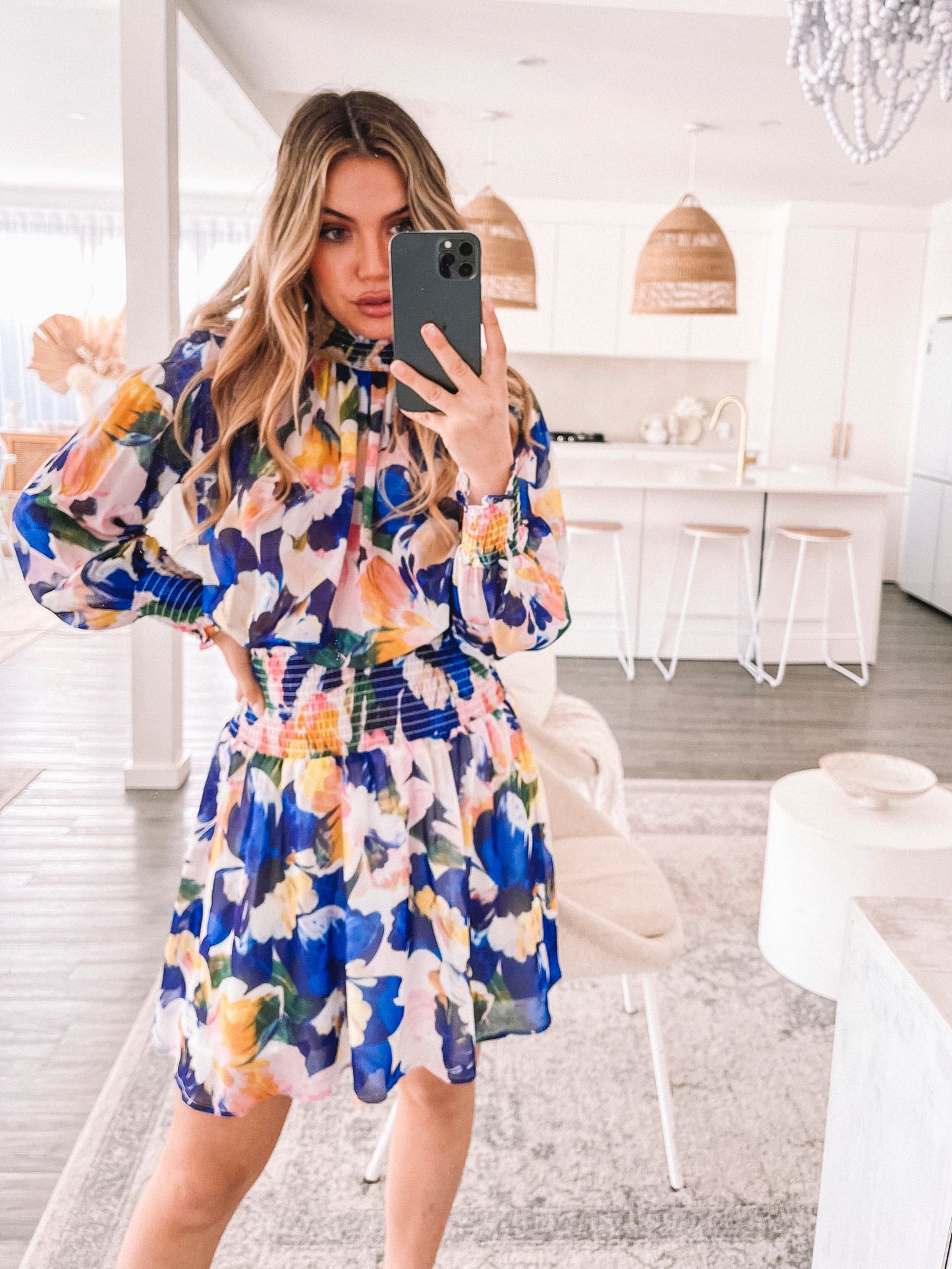 Neary Painted Cobalt Dress | Women's Printed Mini Dress