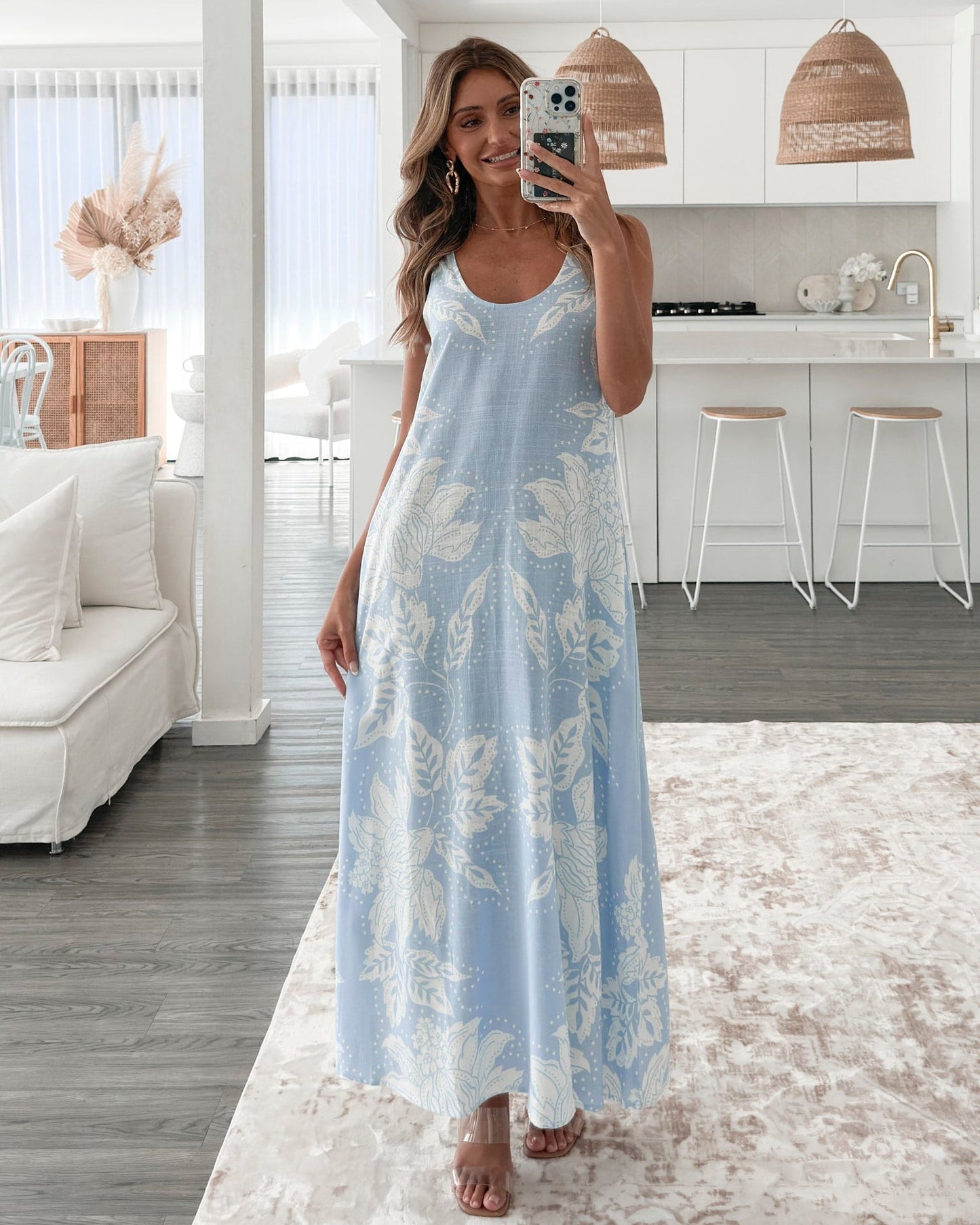 Noerelle Blue Floral Dress | Women's Floral Maxi Dress