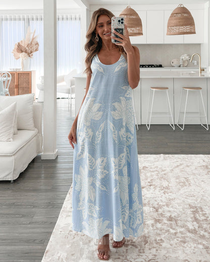 Noerelle Blue Floral Dress | Women's Floral Maxi Dress