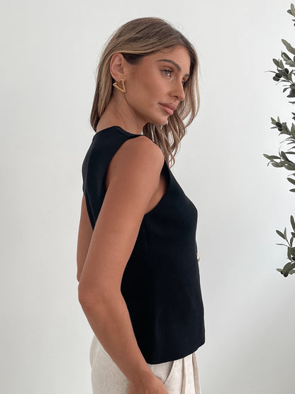 Odessa Black Knit Top | Women's Knit Vest Top