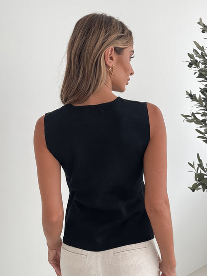 Odessa Black Knit Top | Women's Knit Vest Top