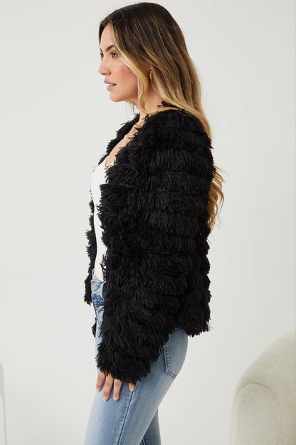 Ophelle Jacket - Black | Women's Fluffy Teddy Coat