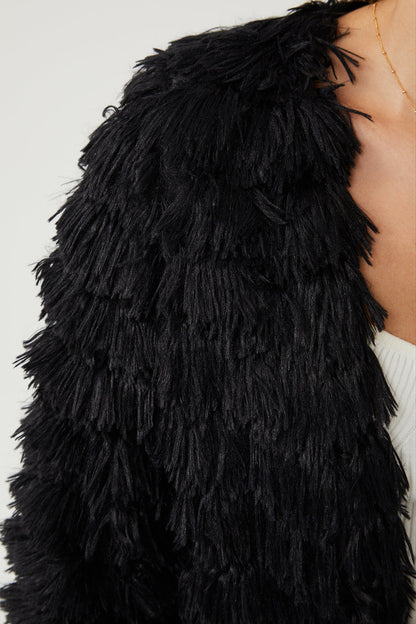Ophelle Jacket - Black | Women's Fluffy Teddy Coat