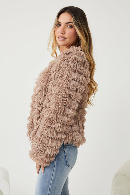 Ophelle Jacket - Mocha | Women's Fluffy Teddy Coat