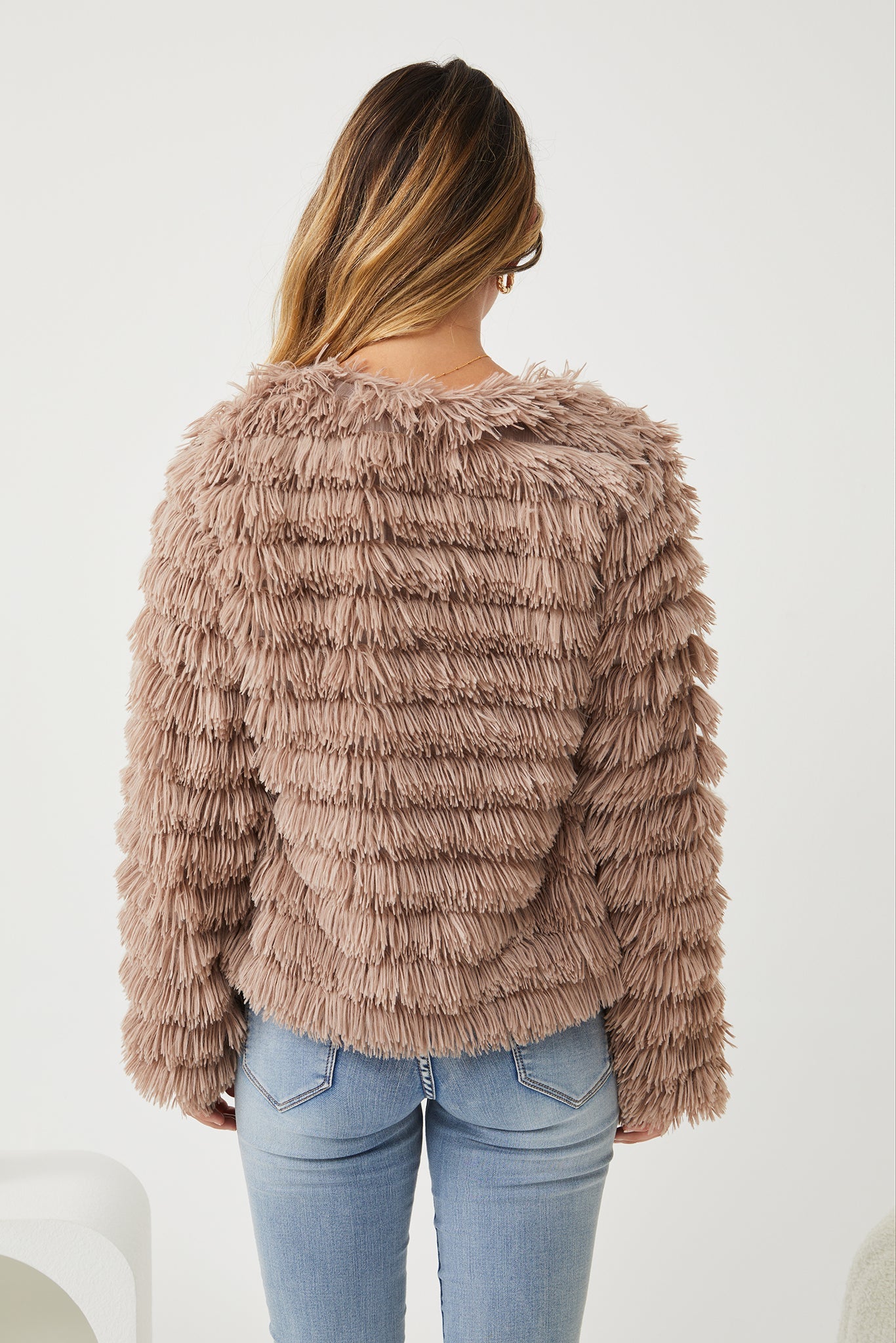 Ophelle Jacket - Mocha | Women's Fluffy Teddy Coat