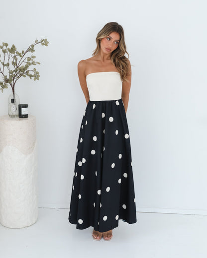 Orivelle Dress - Multi Spot | Women's Strapless Maxi Dress