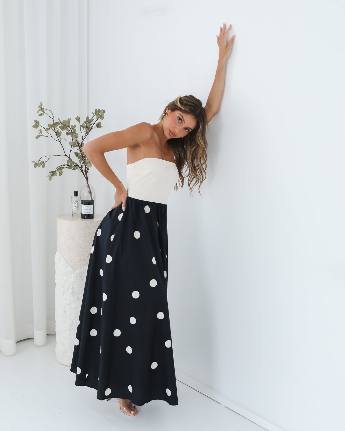 Orivelle Dress - Multi Spot | Women's Strapless Maxi Dress