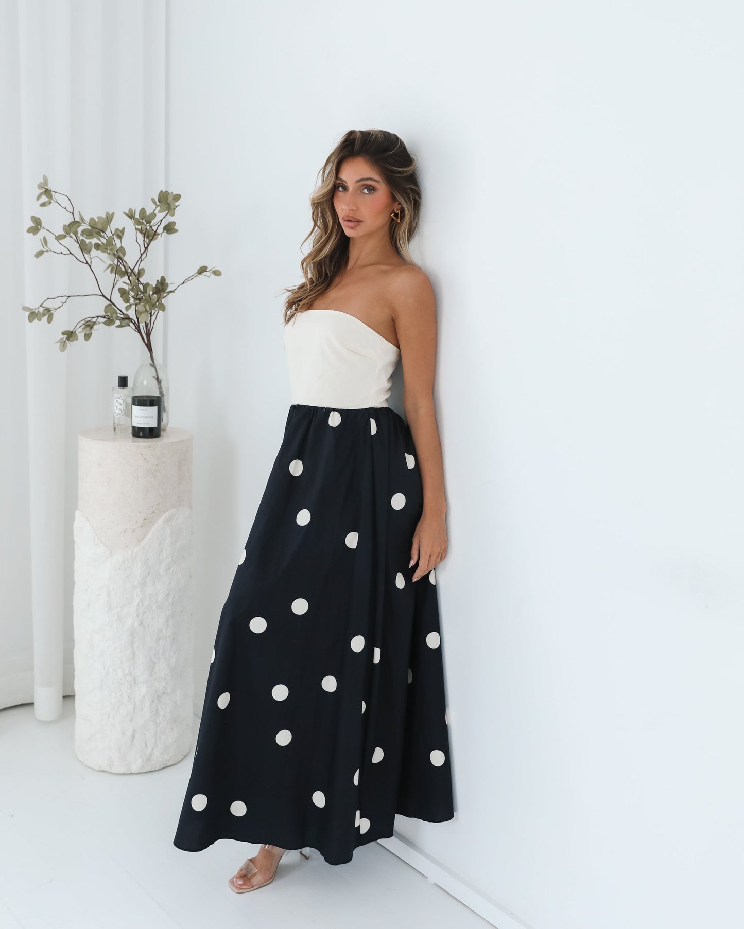 Orivelle Dress - Multi Spot | Women's Strapless Maxi Dress