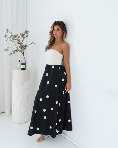 Orivelle Dress - Multi Spot | Women's Strapless Maxi Dress