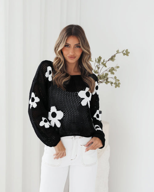 Pacino Knit Top - Black | Women's Crochet Knit Top