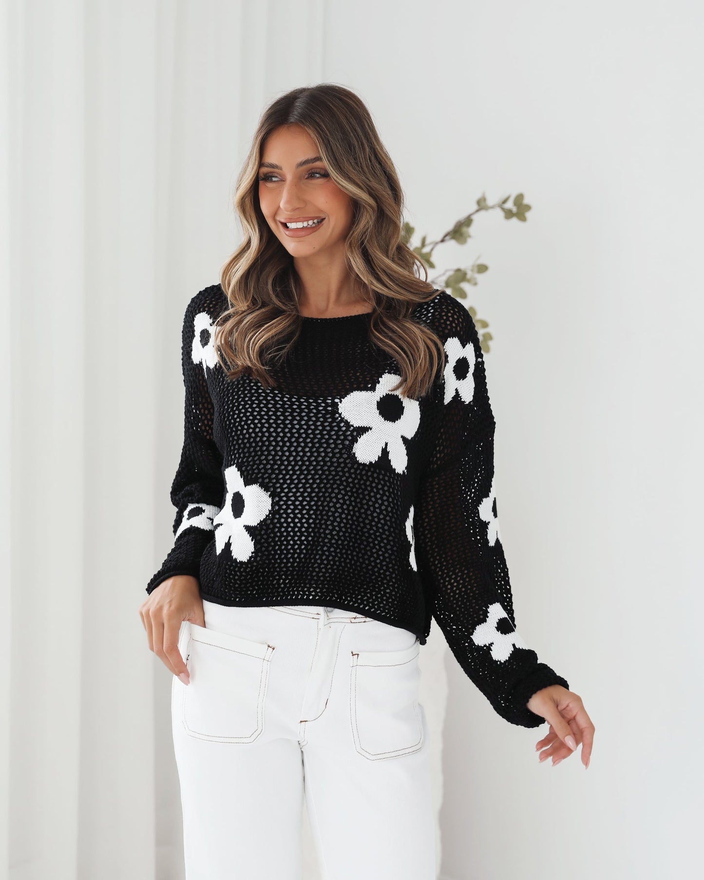 Pacino Knit Top - Black | Women's Crochet Knit Top