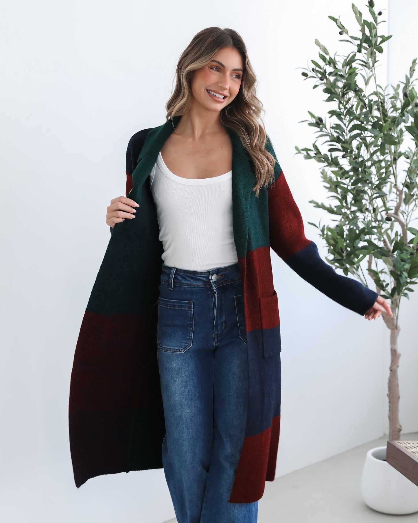 Perrine Coatigan Wine Check | Women's Checked Coat
