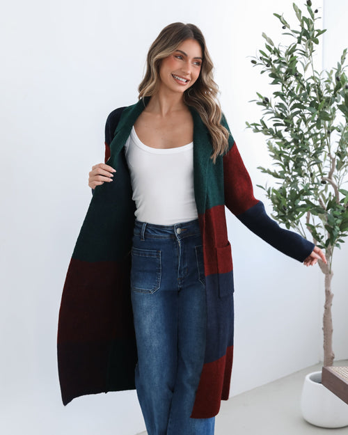 Perrine Coatigan Wine Check | Women's Checked Coat