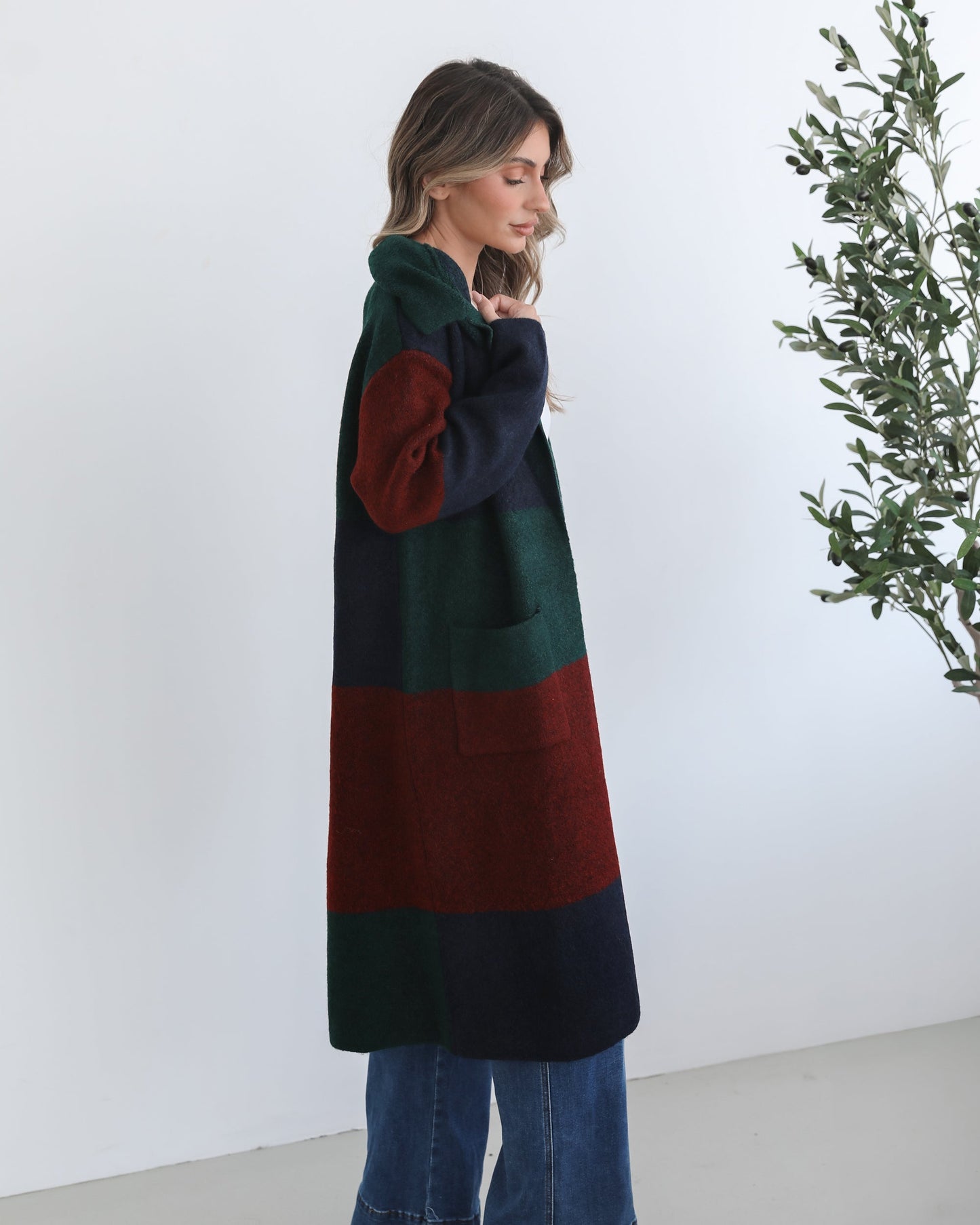 Perrine Coatigan Wine Check | Women's Checked Coat