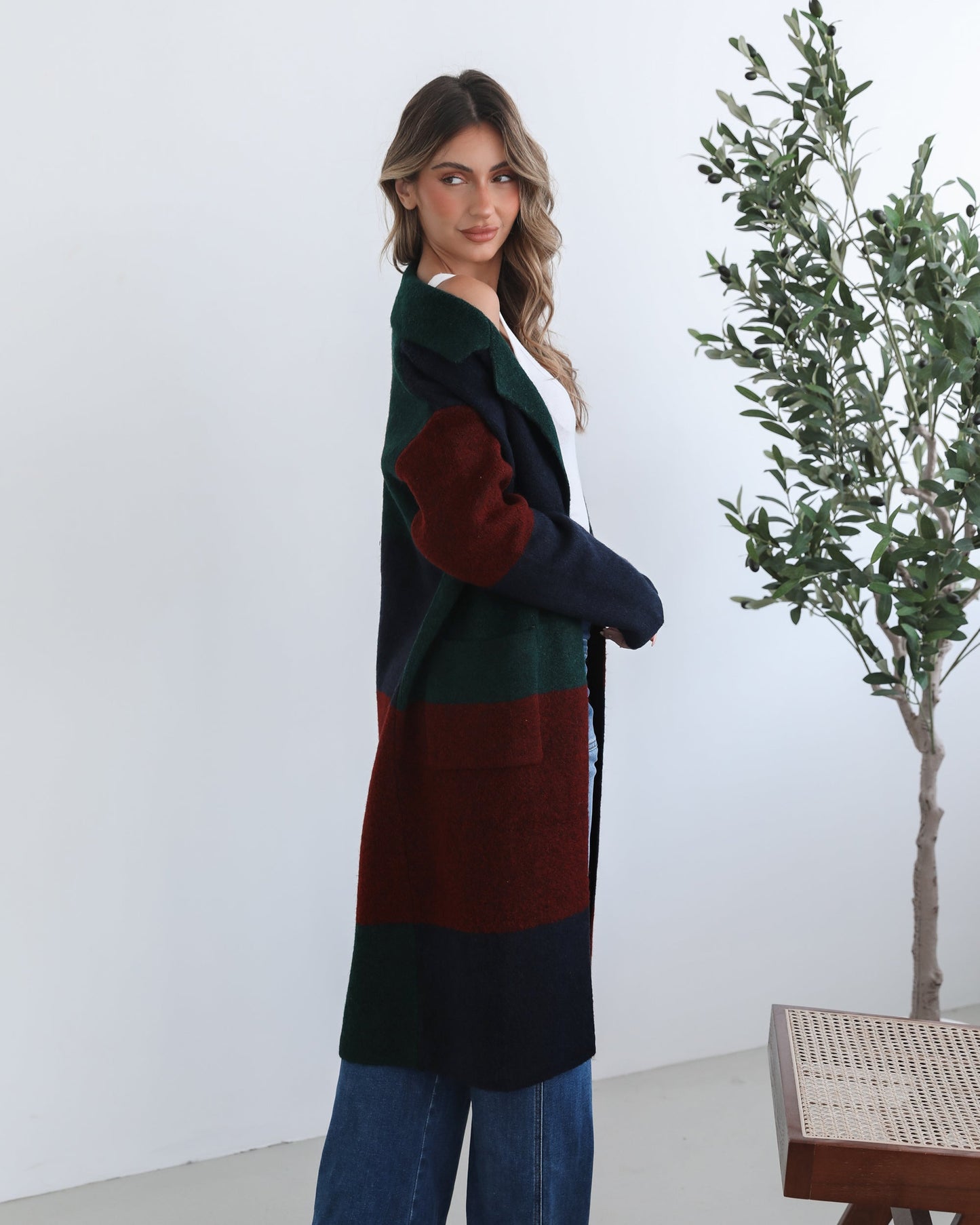 Perrine Coatigan Wine Check | Women's Checked Coat