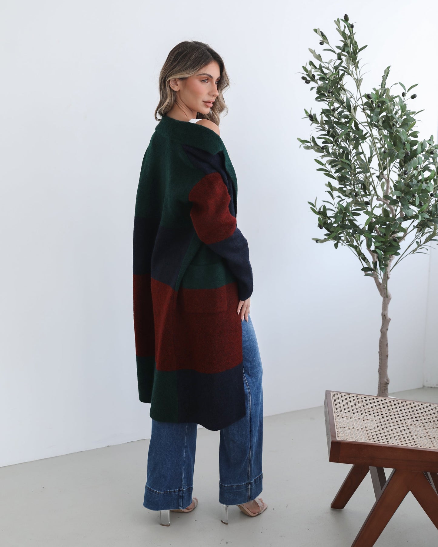 Perrine Coatigan Wine Check | Women's Checked Coat