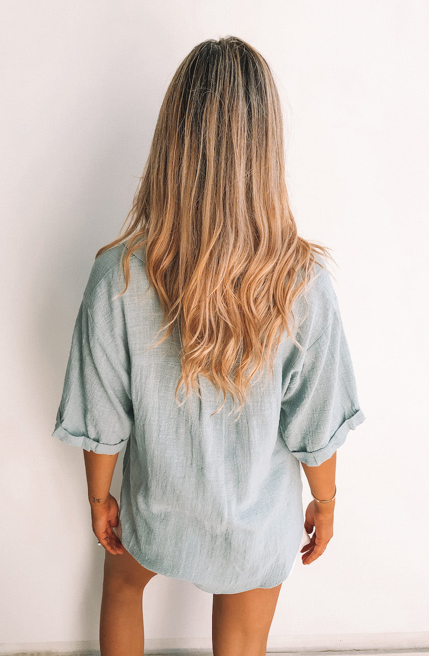 Fraise Top Faded Teal | Women's Relaxed Linen Blouse