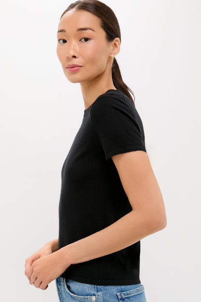 Black Cashmere Silk Katie Tee