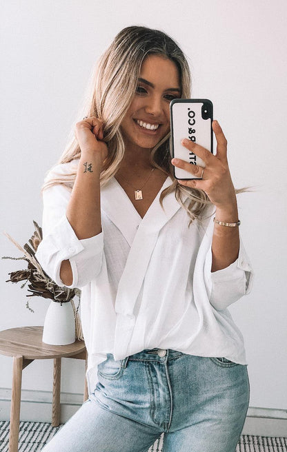 Plato Top White | Women's Relaxed Linen Blouse