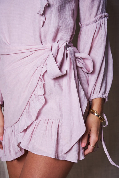 Rara Blush Dress | Women's Bishop Sleeve Midi Dress