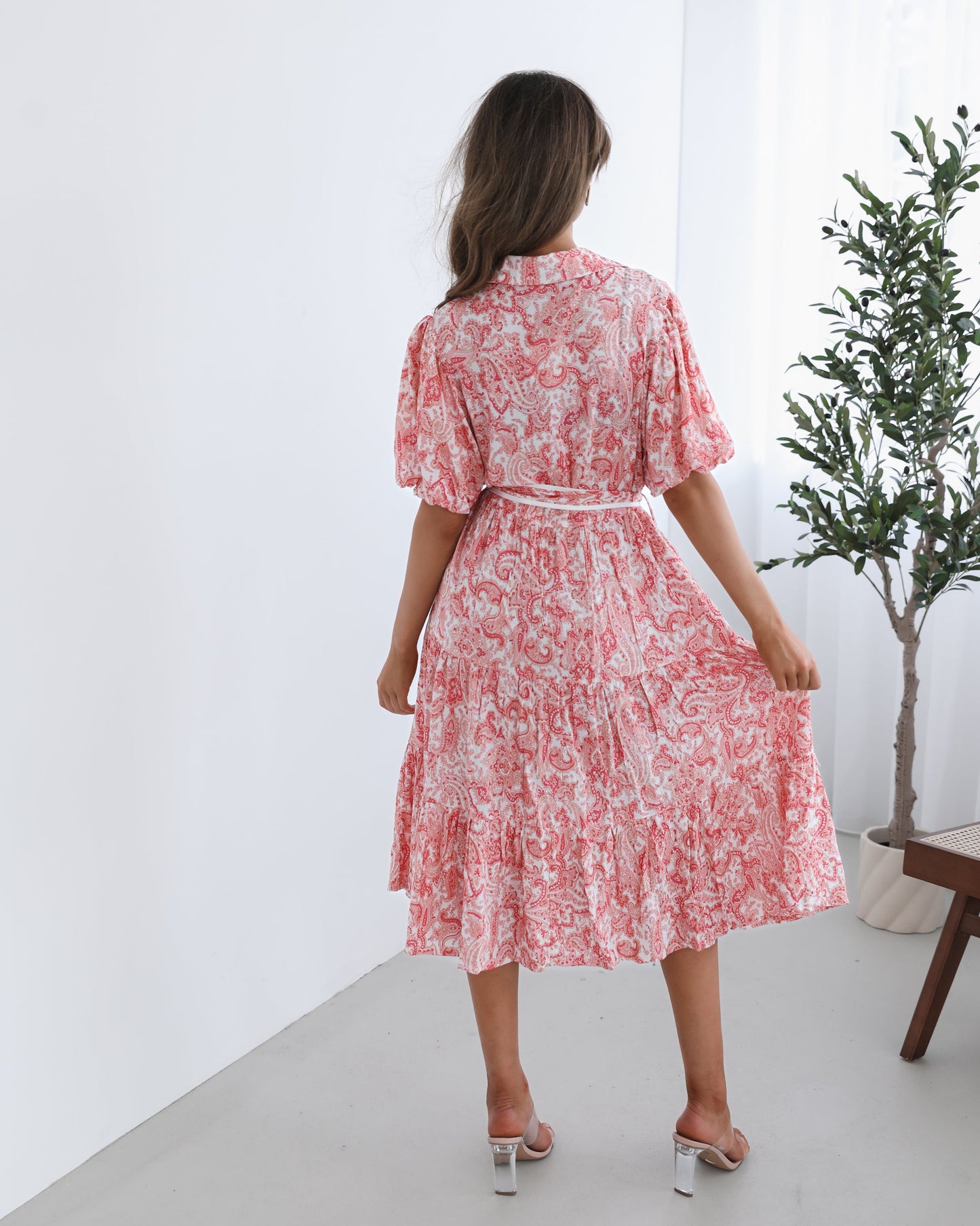 Reign Pink Print Dress | Women's Paisley Midi Dress