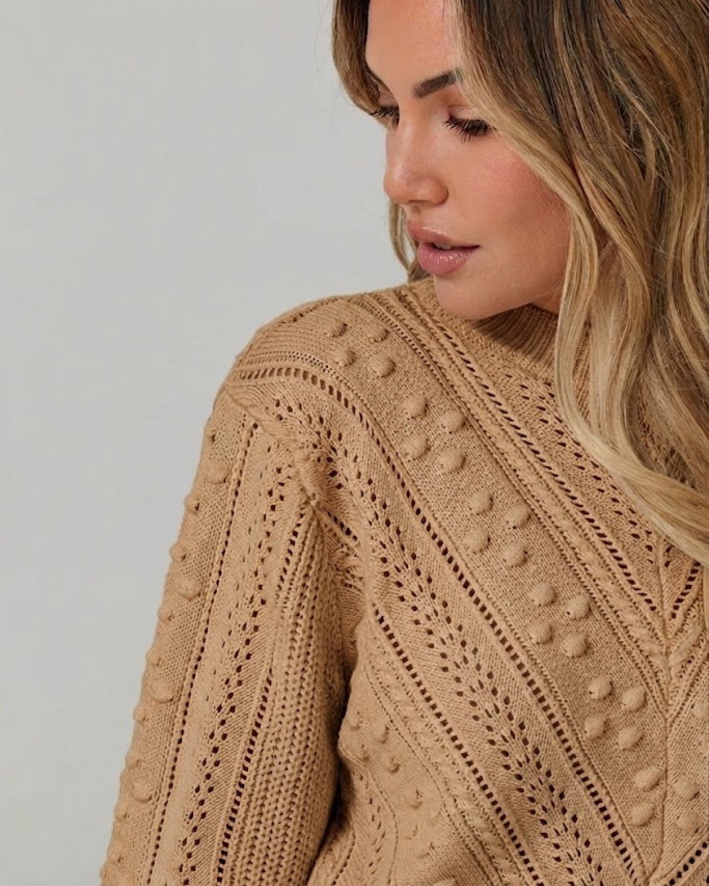 Rheane Knit - Tan | Women's Textured Knit Jumper