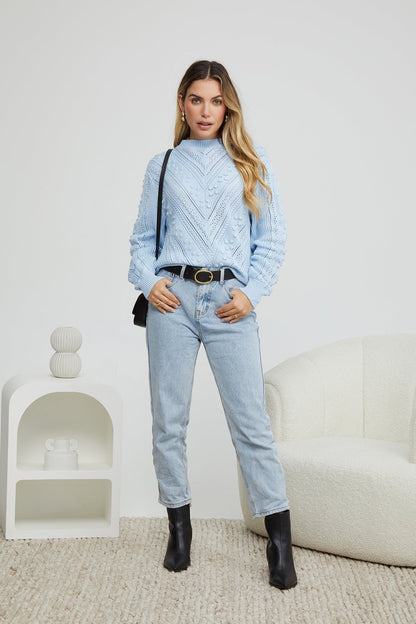 Rheane Knit - Blue | Women's Patterned Knit Jumper