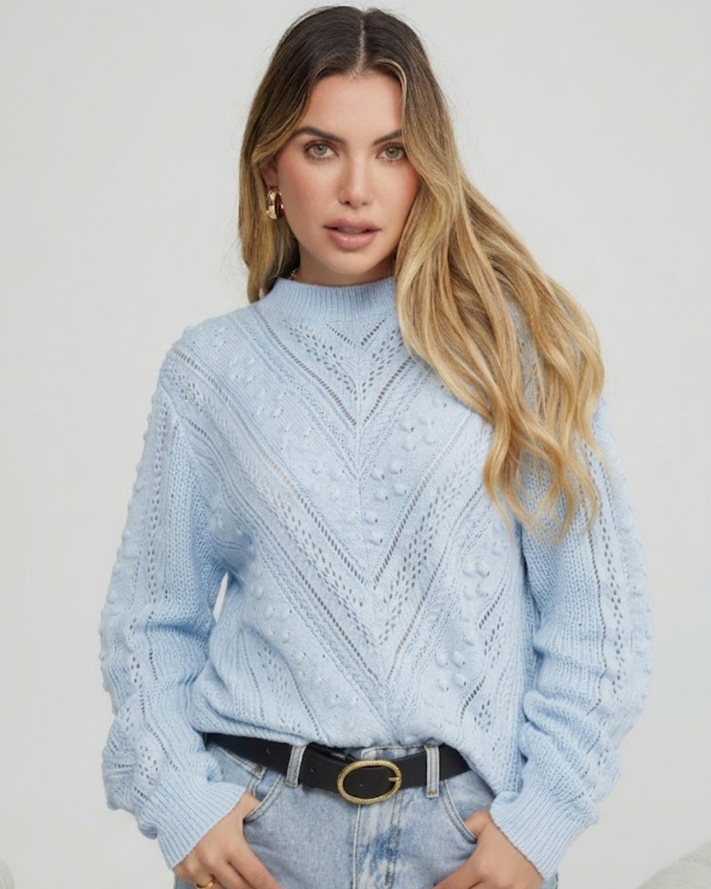 Rheane Knit - Blue | Women's Patterned Knit Jumper