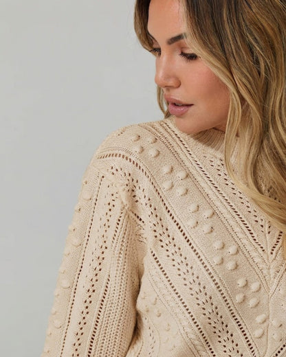 Rheane Knit - Latte | Women's Patterned Knit Jumper
