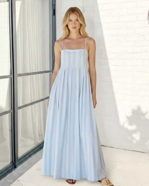 Rhiannon Blue Stripe Dress | Women's Striped Maxi Dress