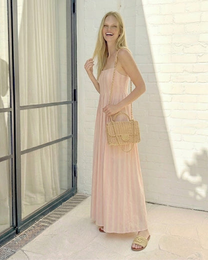 Rhiannon Pink Stripe Dress | Women's Striped Maxi Dress