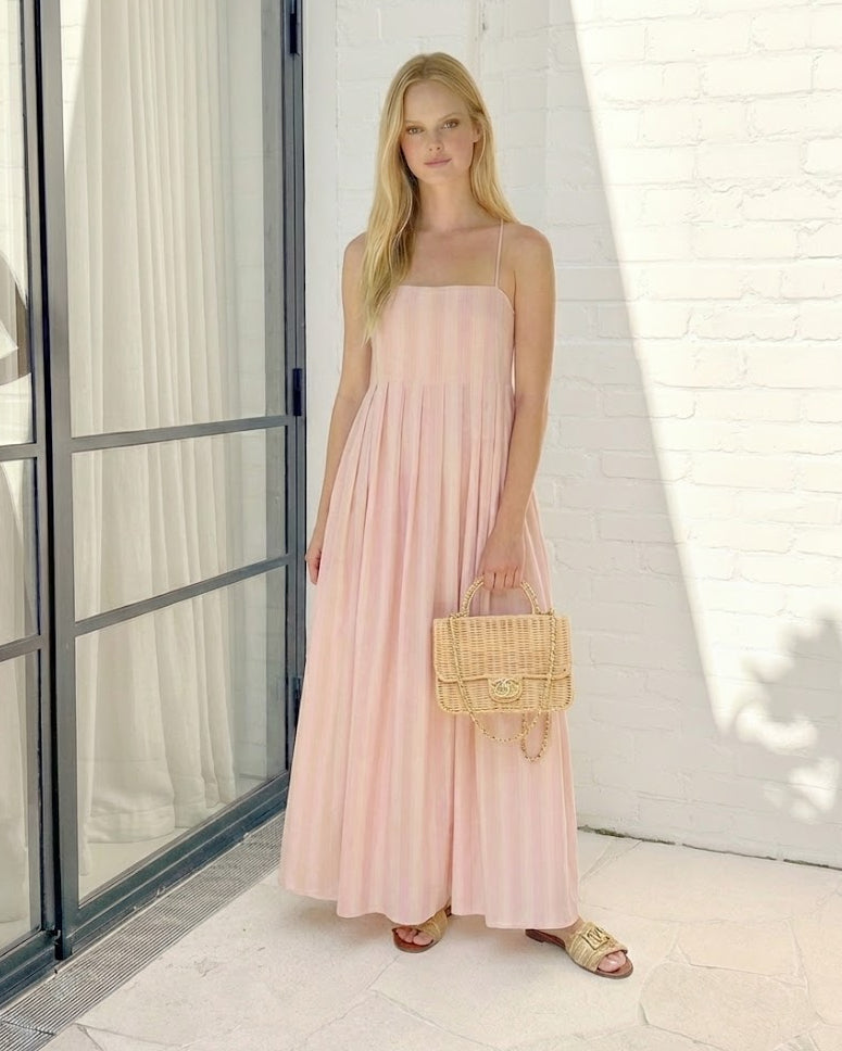 Rhiannon Pink Stripe Dress | Women's Striped Maxi Dress