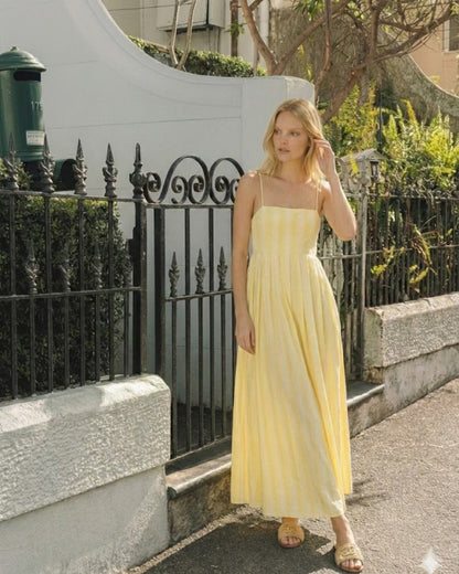 Rhiannon Yellow Stripe Dress | Women's Striped Maxi Dress