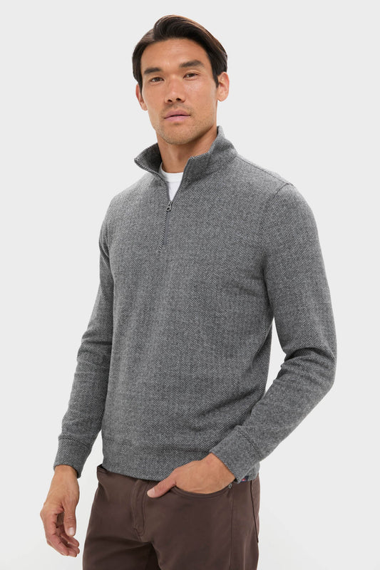 Alpine Gray Herringbone Legend Sweater Quarter Zip