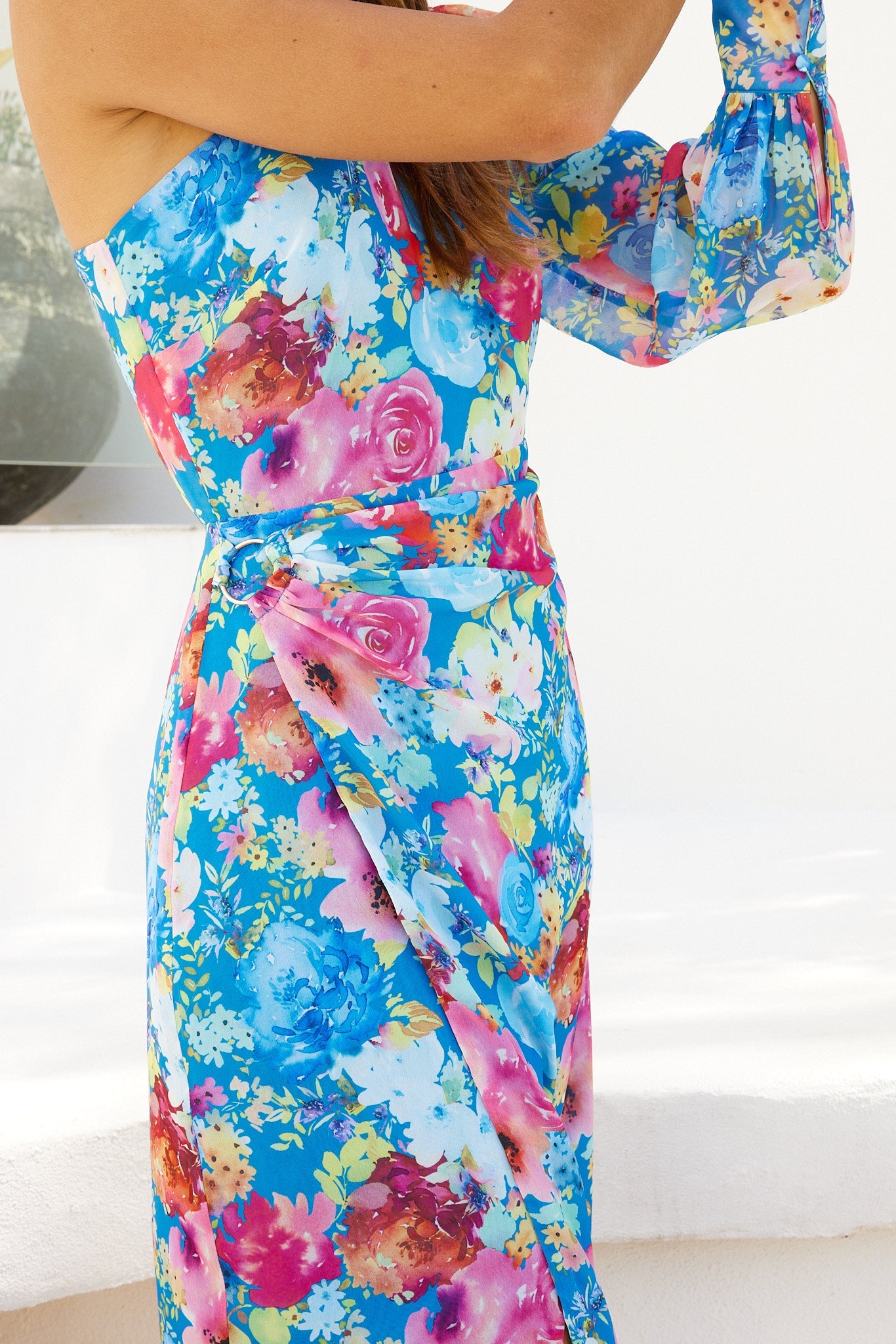 Robyna Multi Floral Dress | Women's One Shoulder Midaxi Dress
