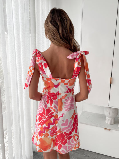 Rosalys Pink Print Dress | Women's Floral Mini Dress