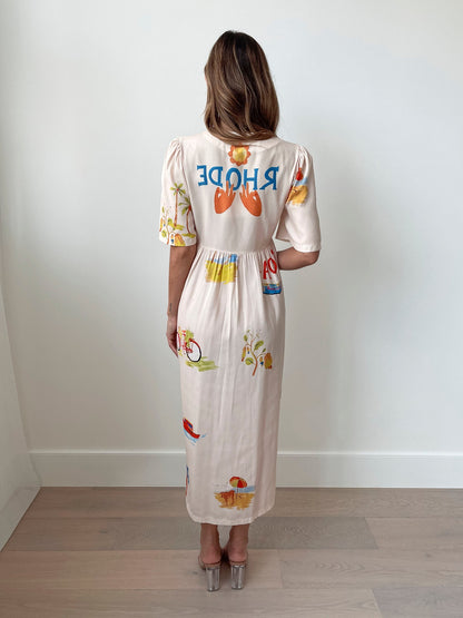 Rozellia Cream Print Dress | Women's Tropical Maxi Dress