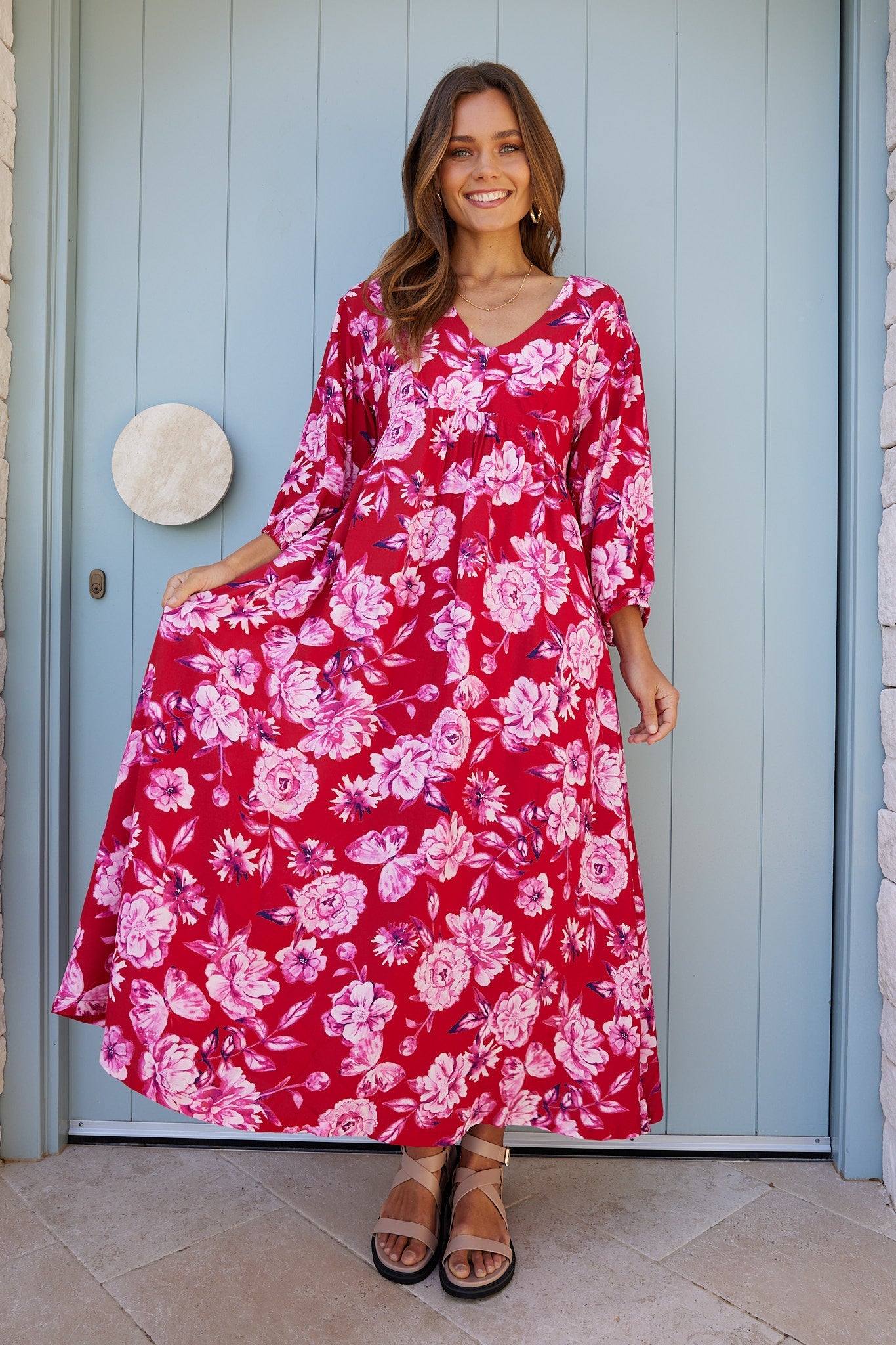 Samarra Red Floral Dress | Women's Floral Maxi Dress