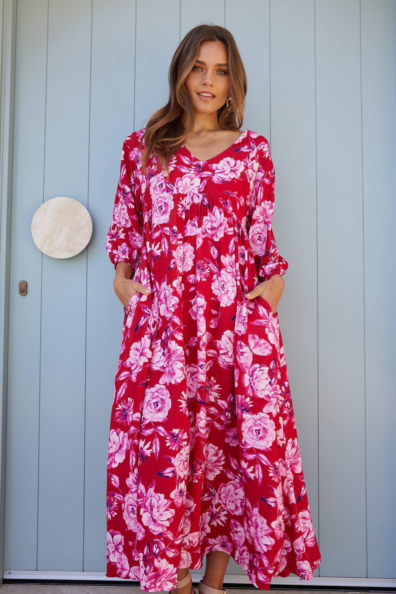 Samarra Red Floral Dress | Women's Floral Maxi Dress
