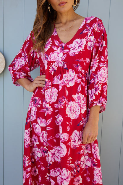 Samarra Red Floral Dress | Women's Floral Maxi Dress