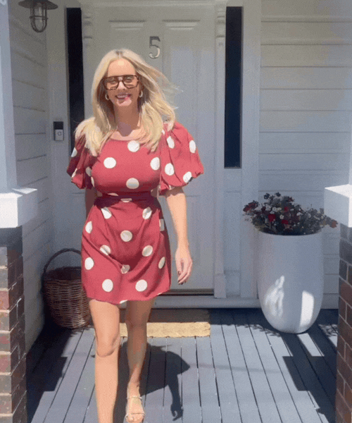 Shahnaz Dress Wine Spot | Women's Polka Dot Puff Sleeve Mini Dress