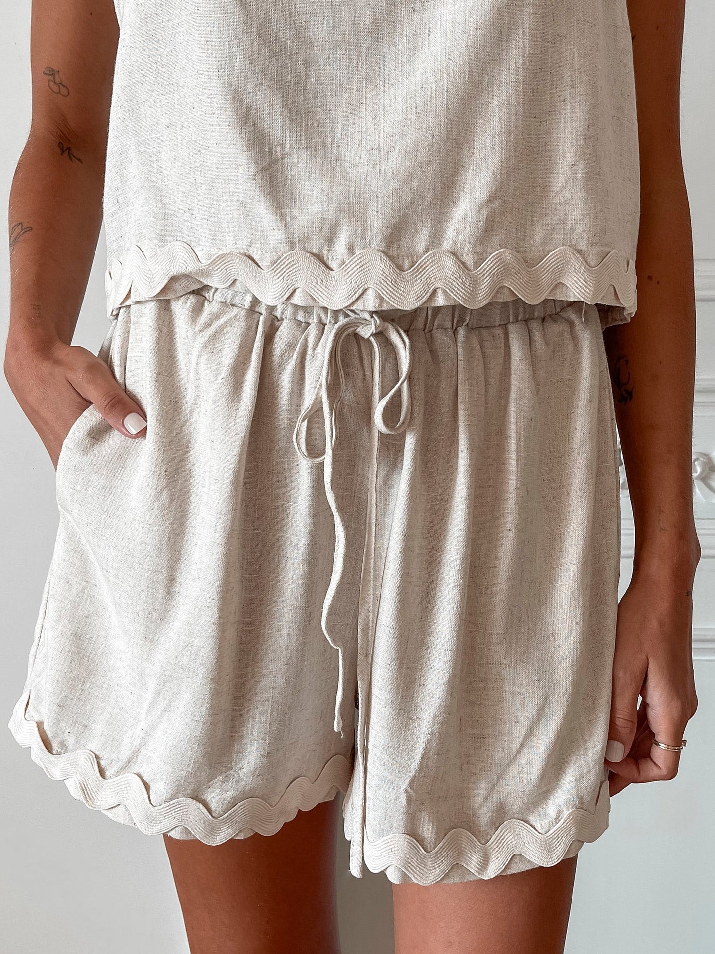 Solara Oat Shorts | Women's Linen Blend Shorts